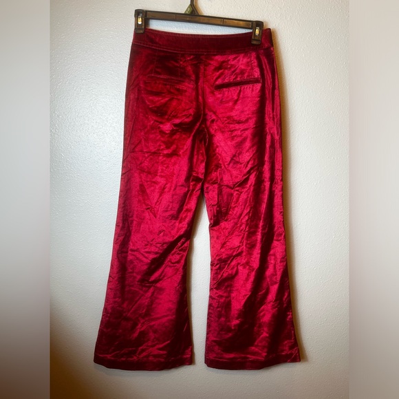 Free People Walk With You Velvet Flare Trousers Cherry Juice Red Sz 6 - Picture 6 of 8